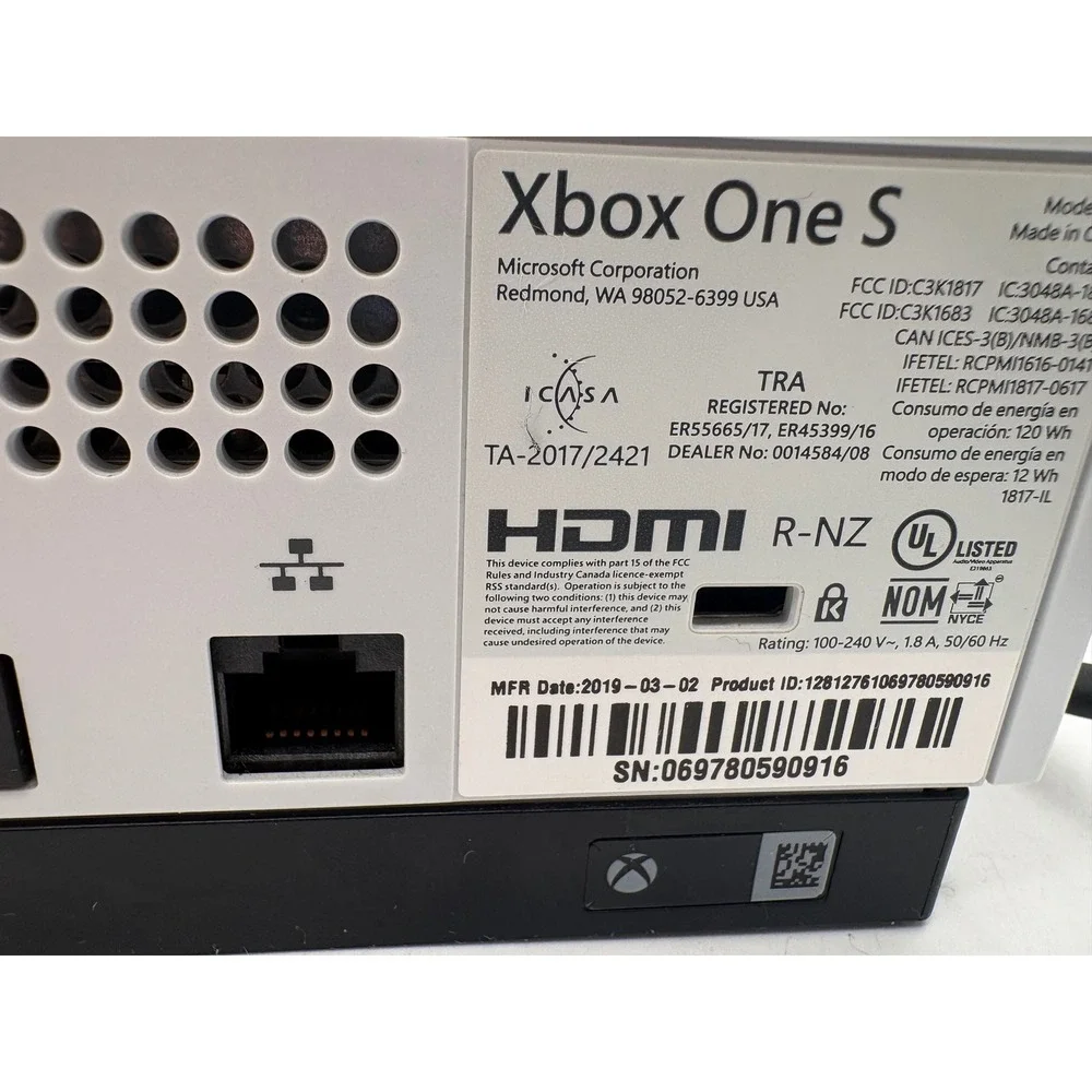 Microsoft Xbox One S 1TB White Console Bundle TESTED - No Controller Cords Only